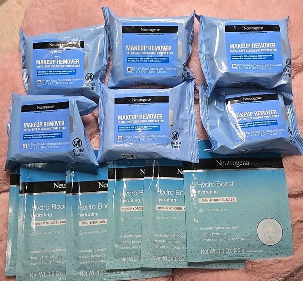 Neutrogena Ultra-Soft Makeup Wipes, hydroboost hyaluronic acid mask, lot, 3 each